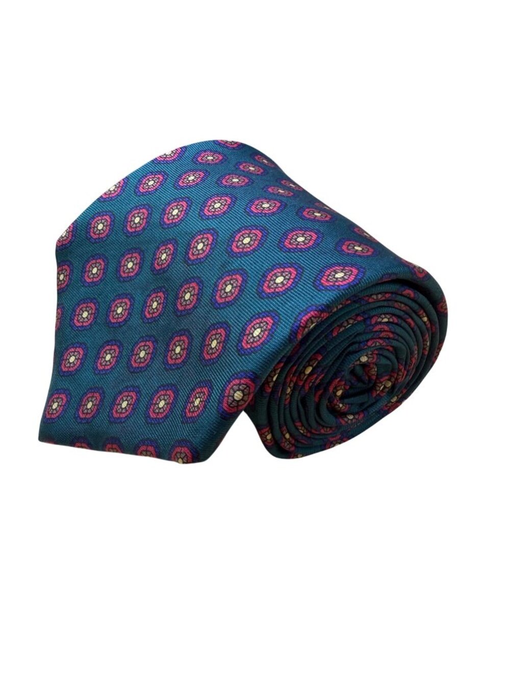 Claybrooke Mens Teal Multicolor Silk Patterned Tie